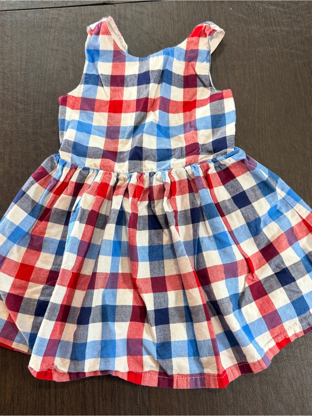 Cat & Jack Red, White & Blue Gingham Sleeveless Dress Sz 3T Memorial Fourth July